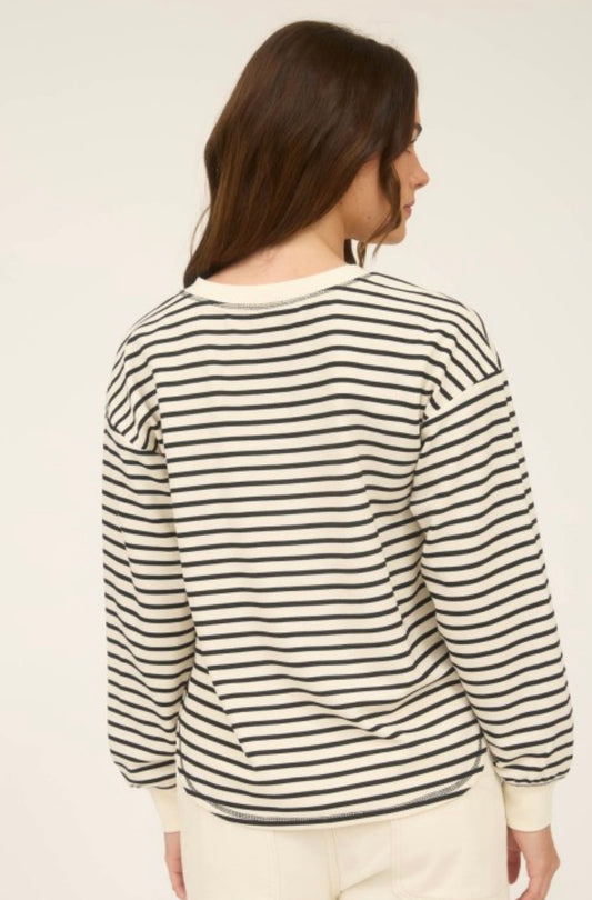 Striped Henley Snap Top