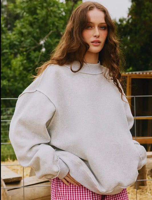 BucketList Mock Neck- Ash Grey