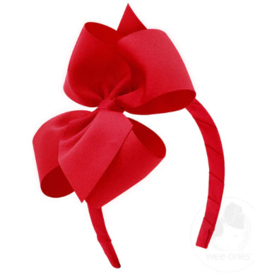 Small King Classic Grosgrain Girls Hair Bow on Headband