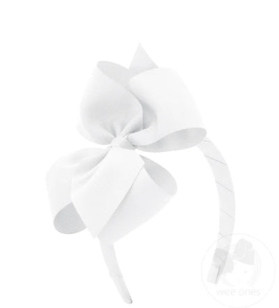 Small King Classic Grosgrain Girls Hair Bow on Headband