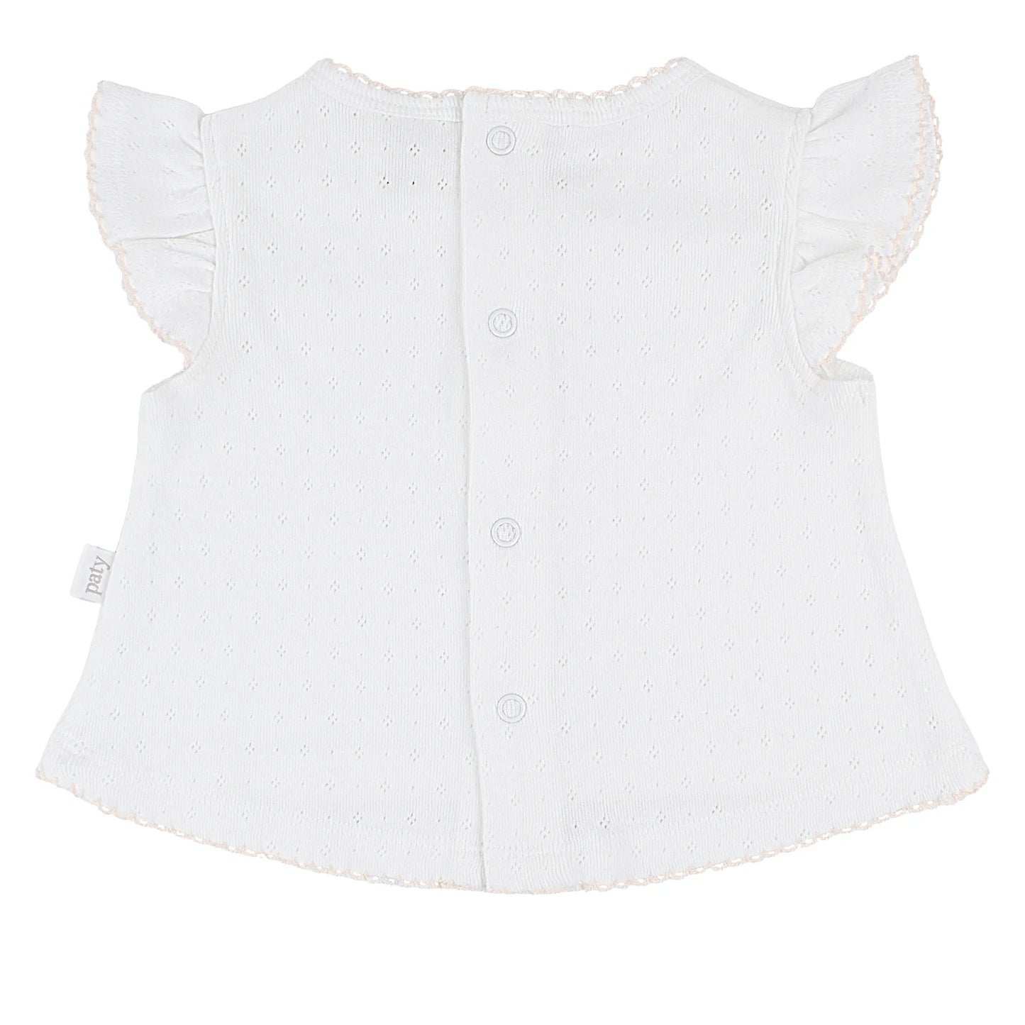 Paty Organic Cotton Pointelle Baby Girl Set with Flutter Sleeves & Bloomers