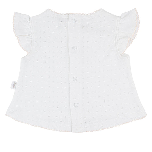 Paty Organic Cotton Pointelle Baby Girl Set with Flutter Sleeves & Bloomers