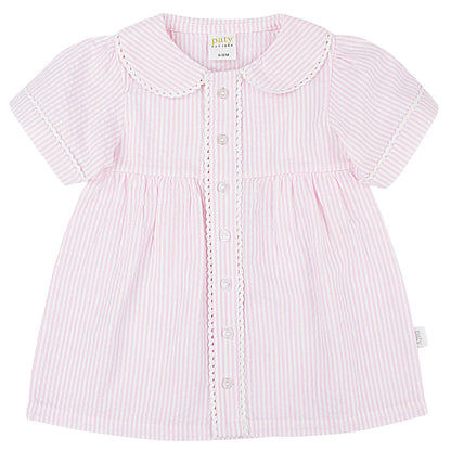Paty Organic Cotton Seersucker Dress with Ric Rac trim