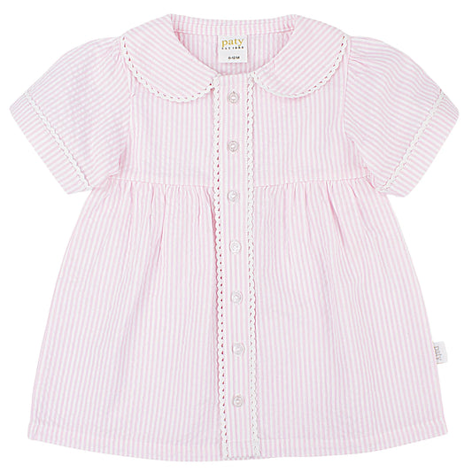 Paty Organic Cotton Seersucker Dress with Ric Rac trim