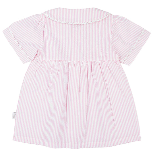 Paty Organic Cotton Seersucker Dress with Ric Rac trim