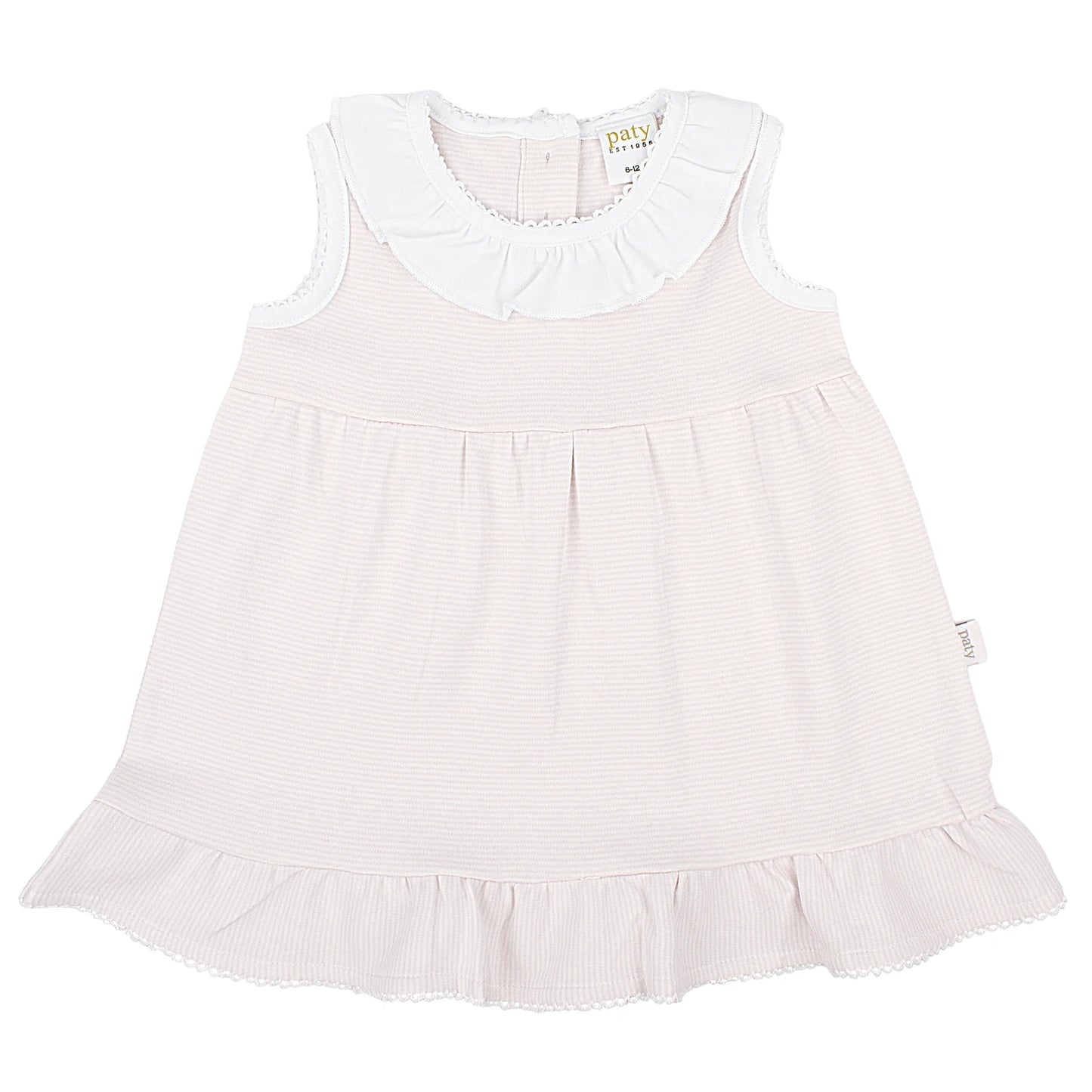 Paty Organic Cotton Baby Girl Dress with Ruffle Collar & Hem