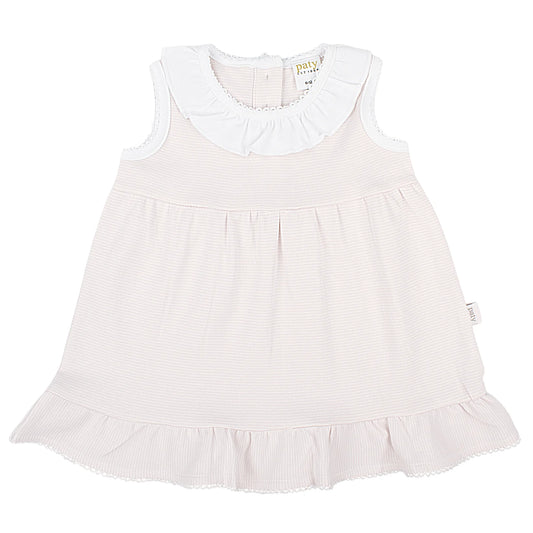 Paty Organic Cotton Baby Girl Dress with Ruffle Collar & Hem