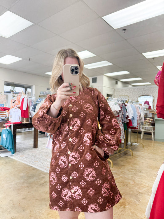 Brown Paisley Dress