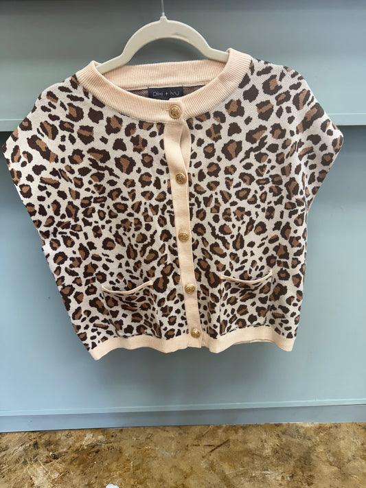 Leopard Cap Sleeve Sweater