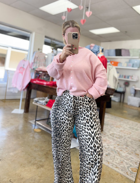 Leopard Print Barrel Jean
