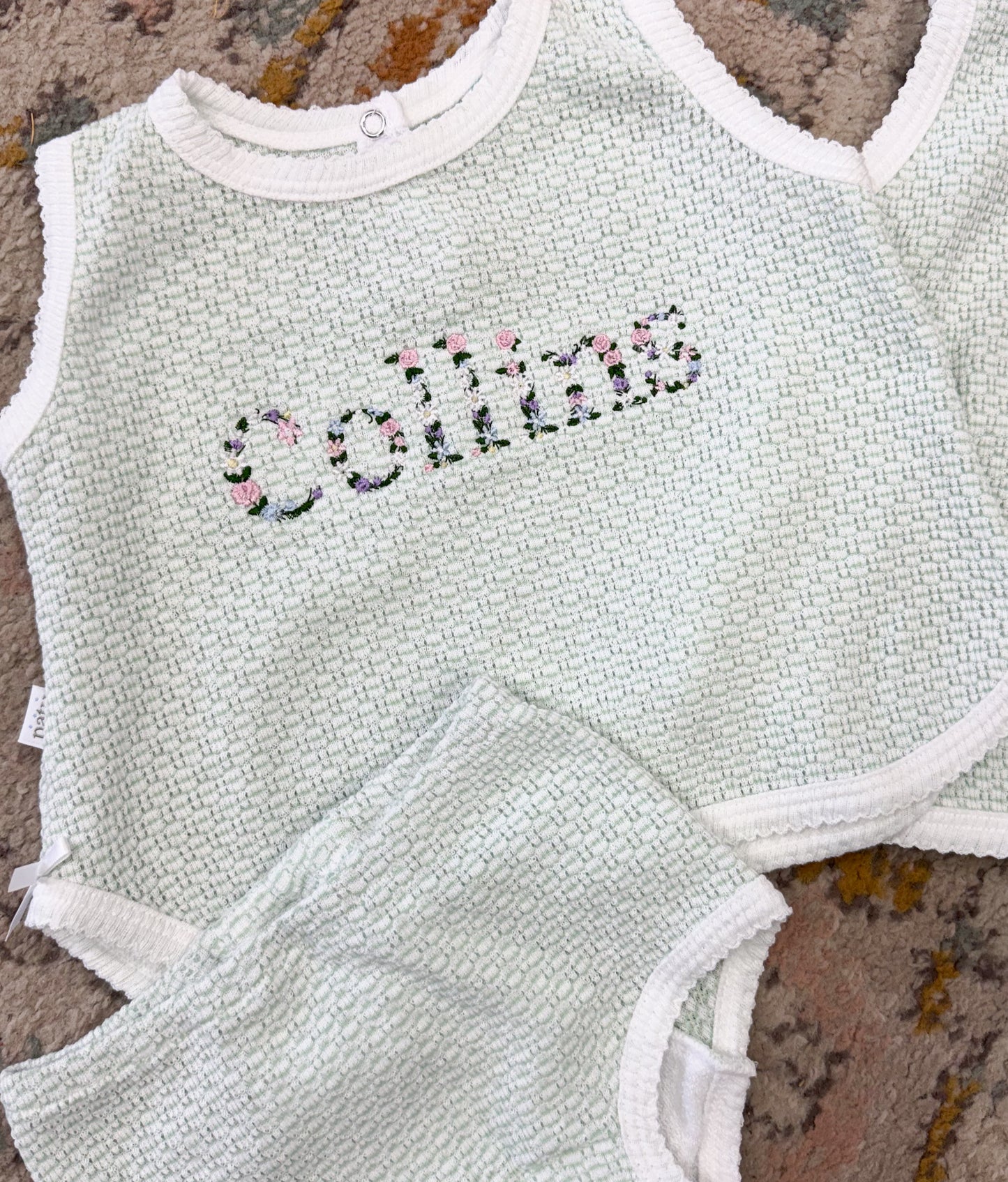 Paty 2 Piece Sleeveless Diaper Set- Mint