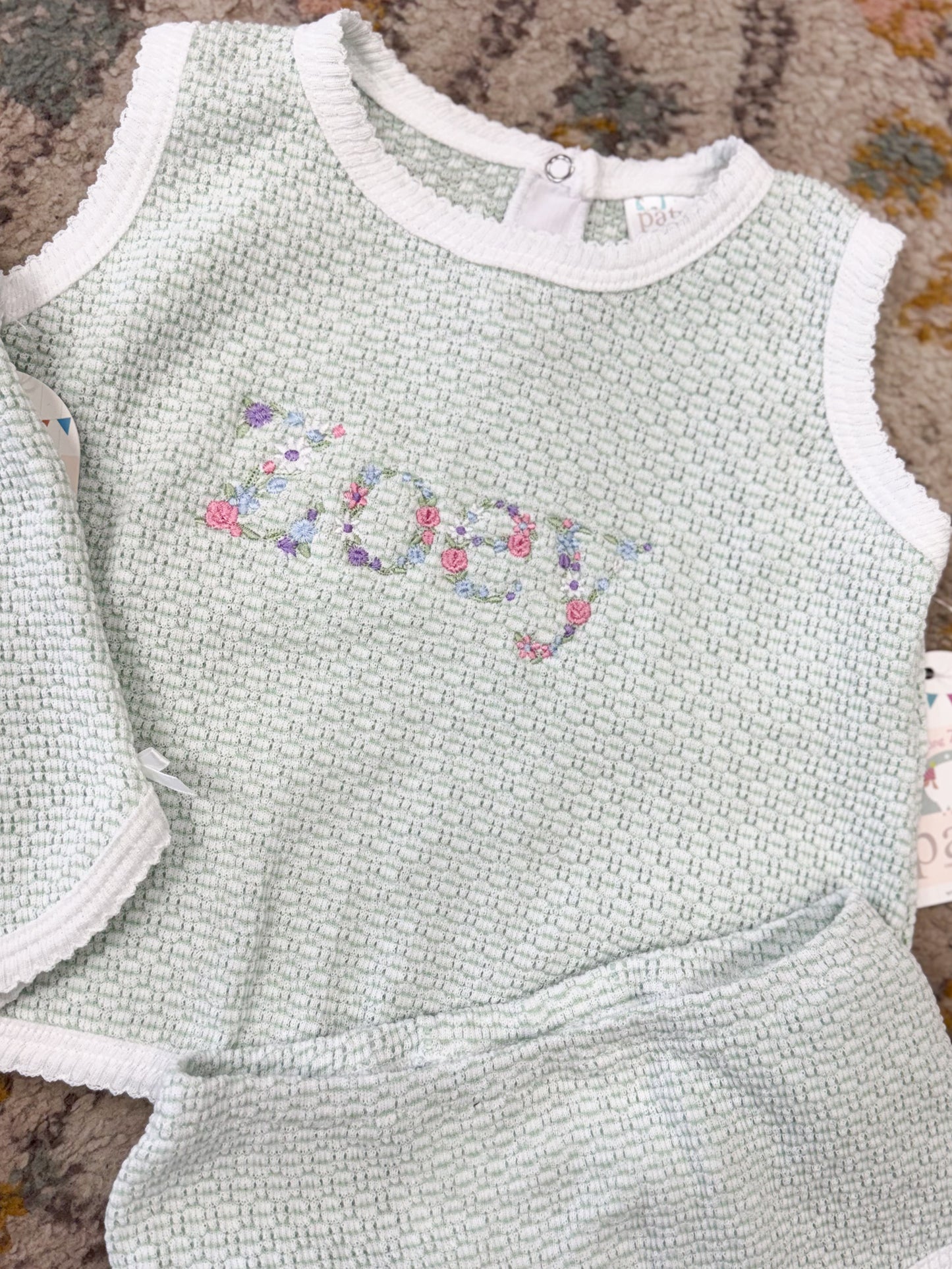 Paty 2 Piece Sleeveless Diaper Set- Mint