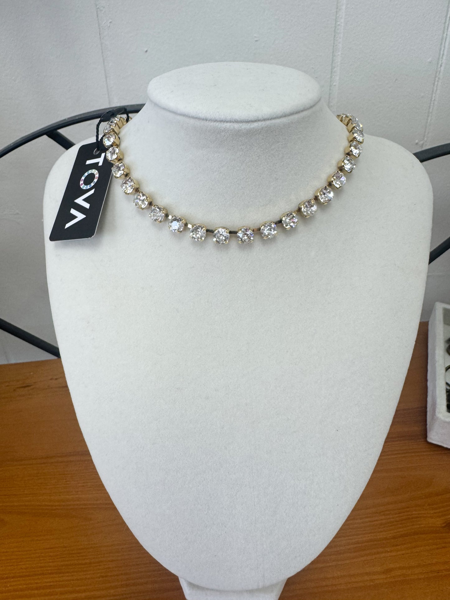 TOVA Sarina Necklace in Antique Gold Clear