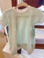 Paty Knit Solid Color Bubble with Pima Trim Mint w/White Trim