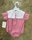Red Gingham Boy Bubble with Collar
