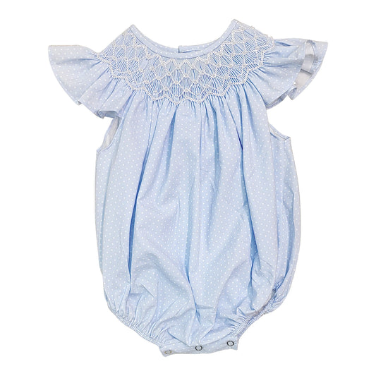 Cathy Blue Polka Dot Pearl Smock