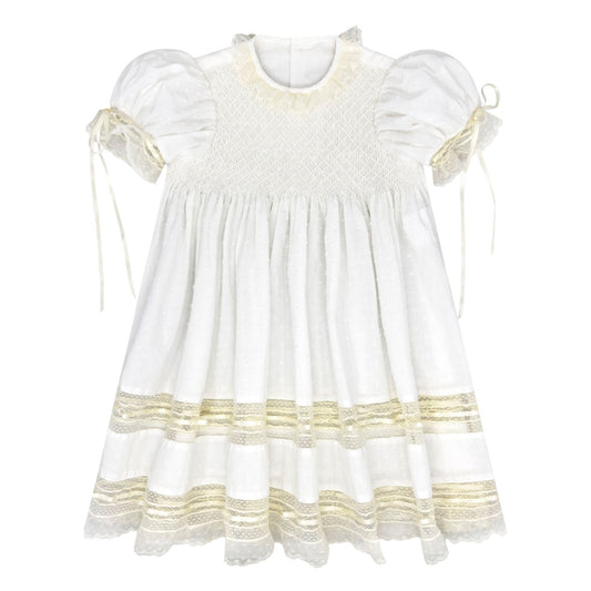 Margaret Heirloom Smocked Dress - White Swiss Dot