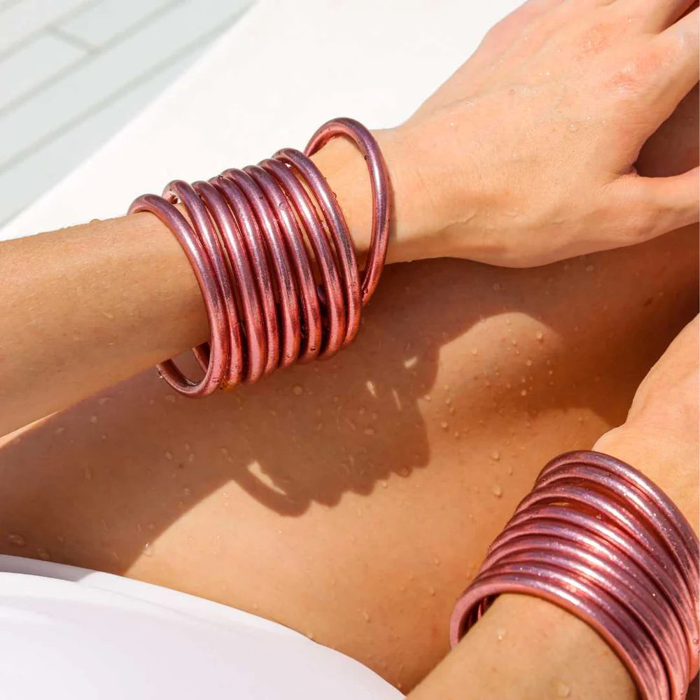 BUDHAGIRL - All Weather Bangles - Rose Gold (Set of 9)