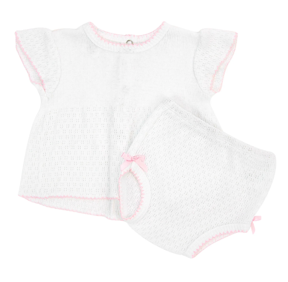 Paty Knit, Flutter Sleeve Diaper Set with Bows