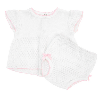 Paty Knit, Flutter Sleeve Diaper Set with Bows