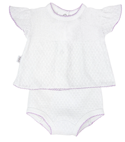 Paty Knit, Flutter Sleeve Diaper Set with Bows