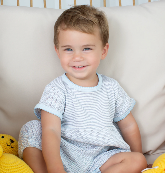 Paty Knit Bubble- Blue W/Blue Trim