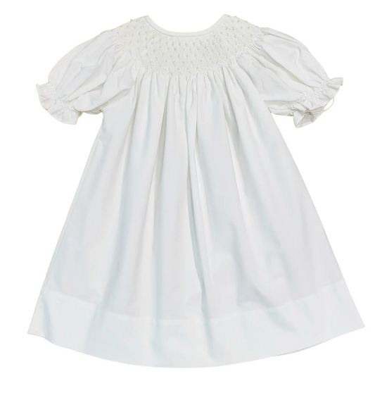 Catherine Pearl Smocked Dress- White