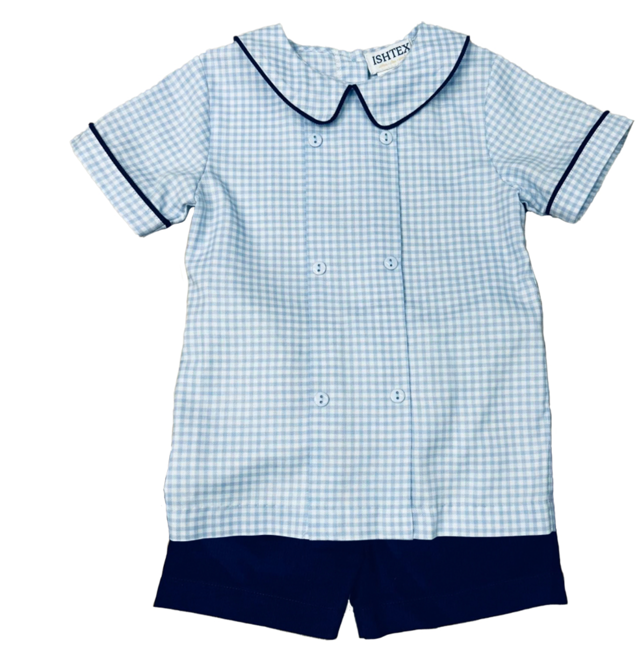 Blue Plaid Boy's Short Set