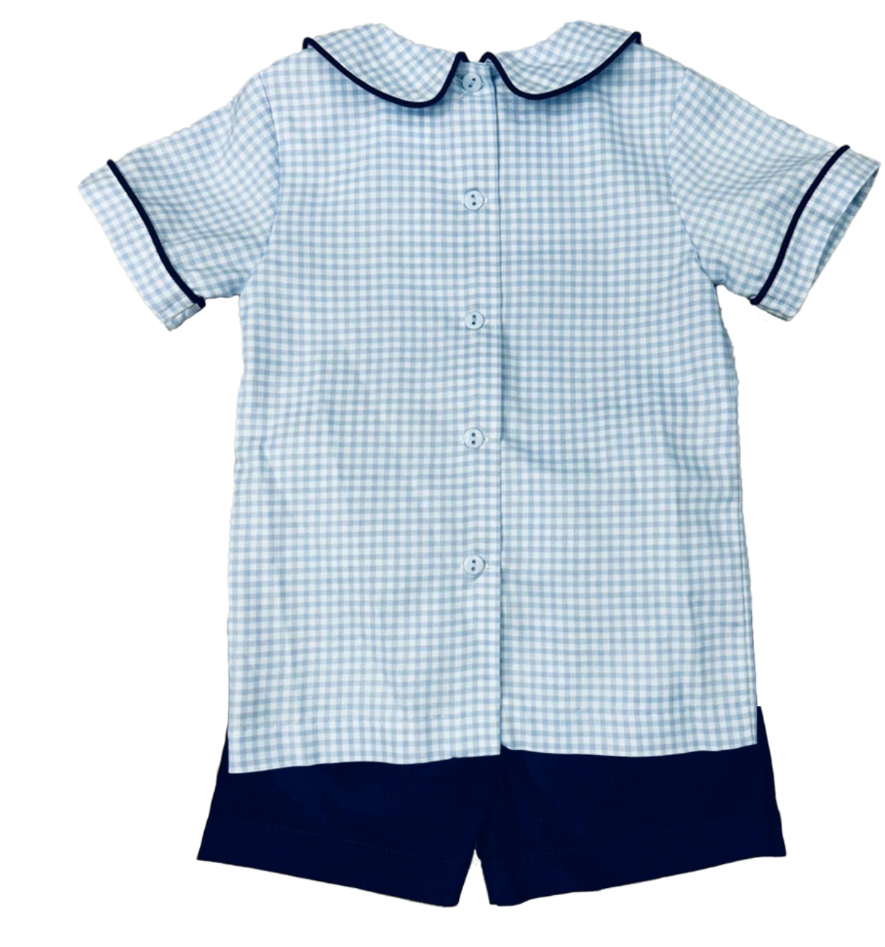Blue Plaid Boy's Short Set