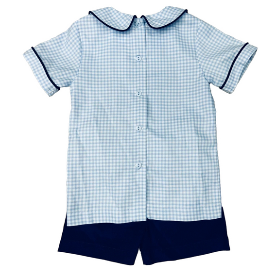 Blue Plaid Boy's Short Set