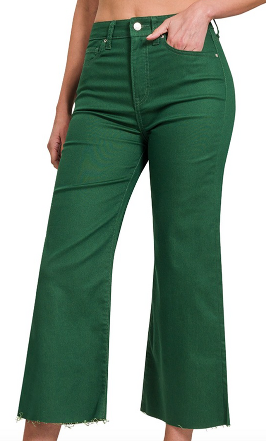 High Rise Flare Cropped Denim