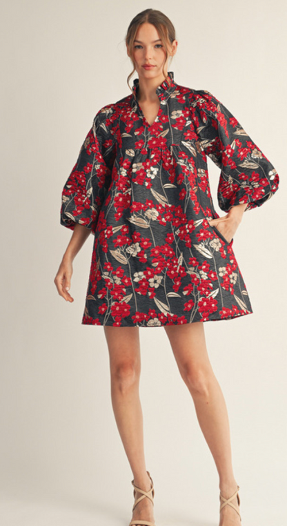 Jacquard Red and Black Dress