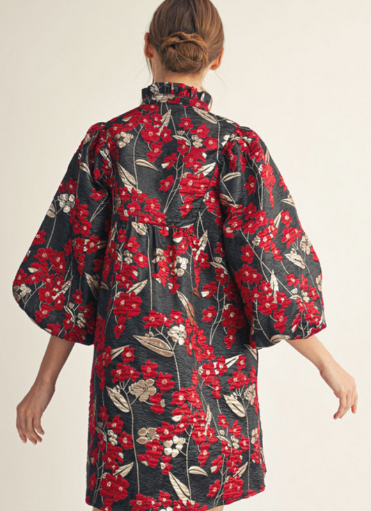 Jacquard Red and Black Dress