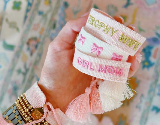Girl Mom Embroidered Tassel Bracelet