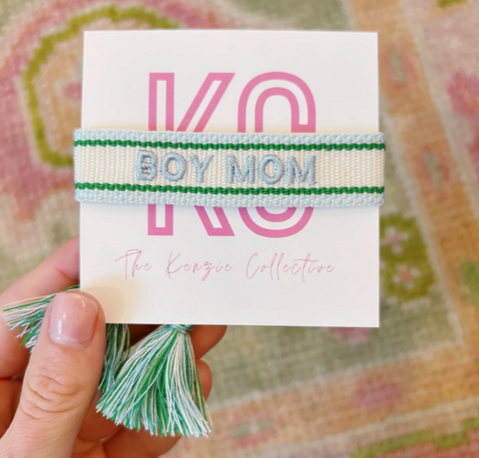 Boy Mom Embroidered Tassel Bracelet