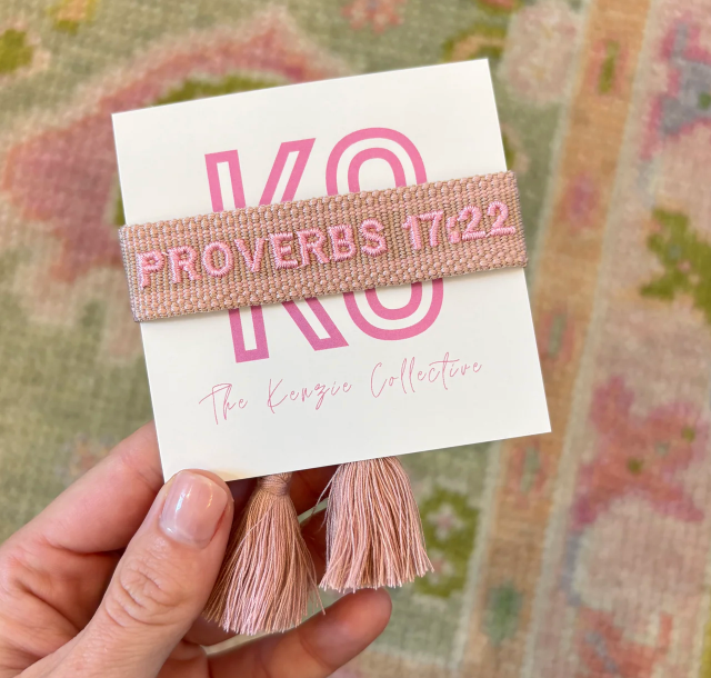 Proverbs 17:22 Embroidered Tassel Bracelet