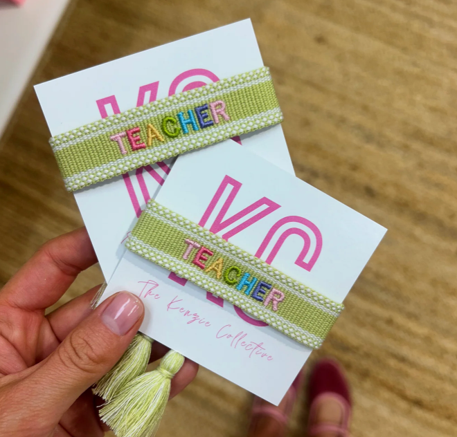 Teacher Embroidered Tassel Bracelet