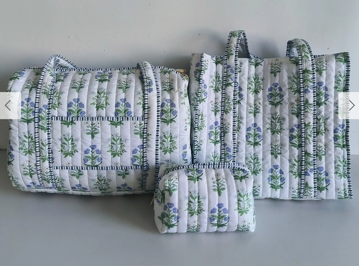 Green/Blue Floral Tote