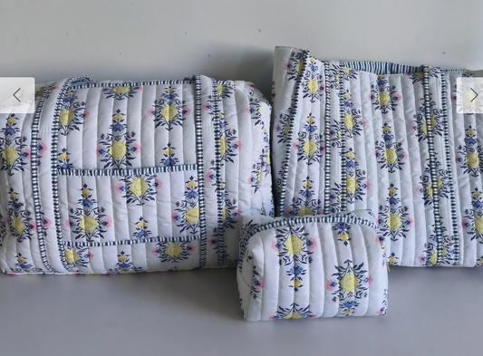 Pink/Yellow Floral Cosmetic Bag