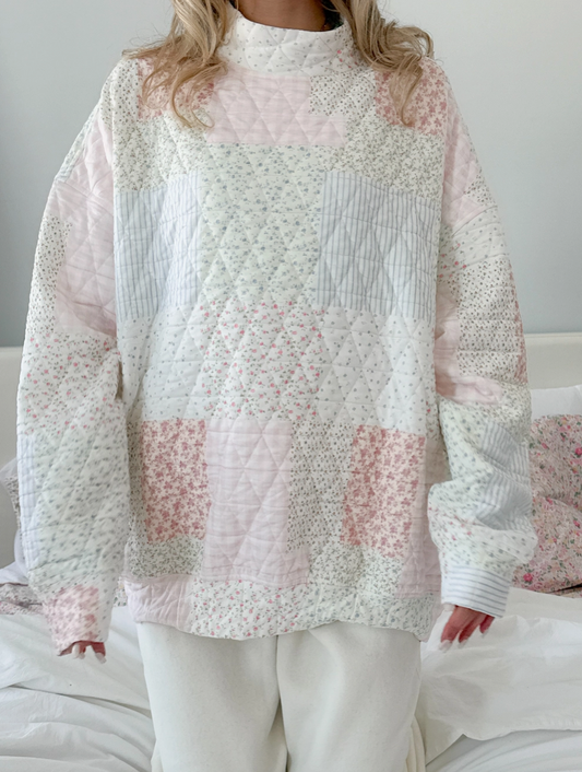 Quilted Pastel Mockneck Sweatshirt