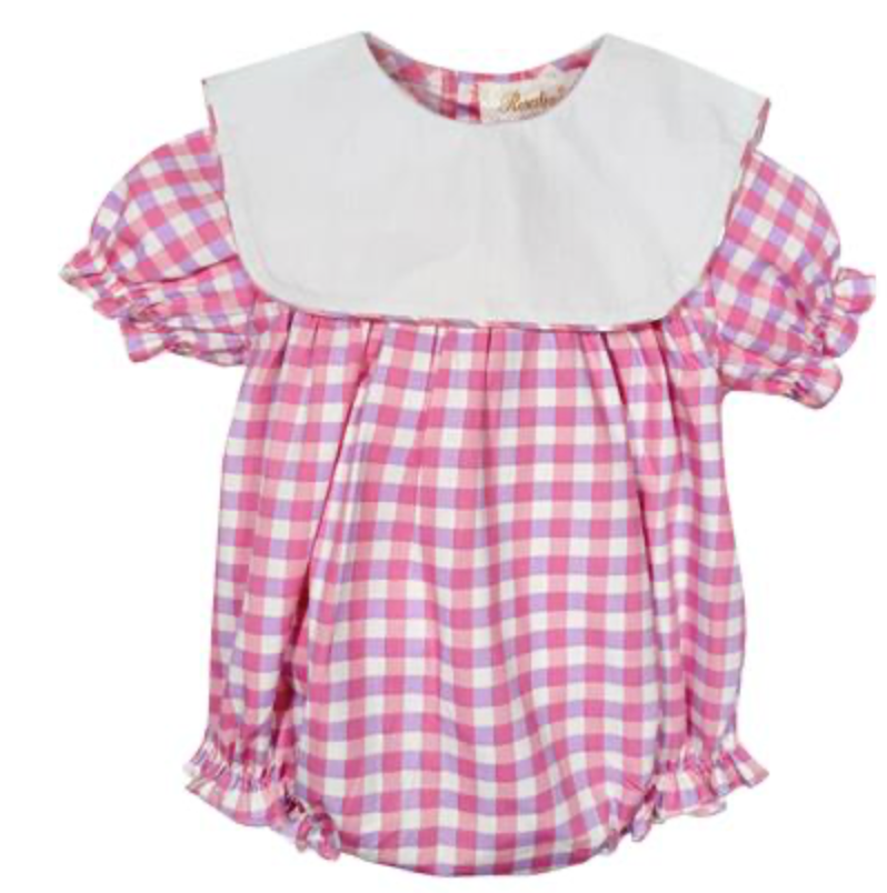 Bubble Girl Multi Gingham Pink in Square Collar
