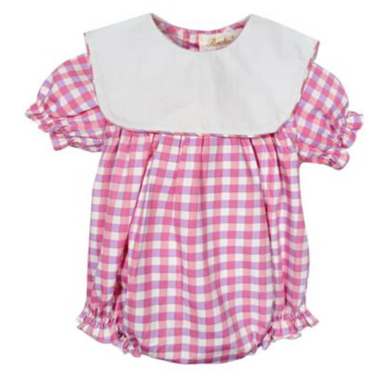 Bubble Girl Multi Gingham Pink in Square Collar