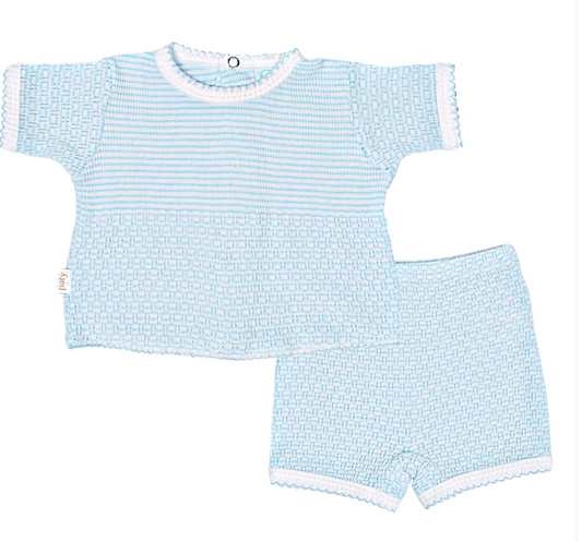 Paty Knit Shorts Set- Blue