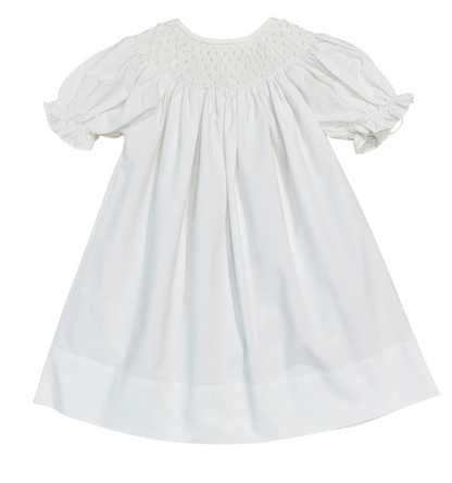 Catherine Pearl Smocked Dress- White