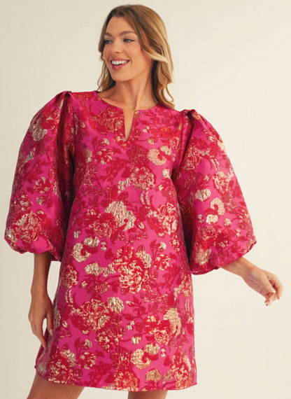 Jacquard Pink and Red Dress