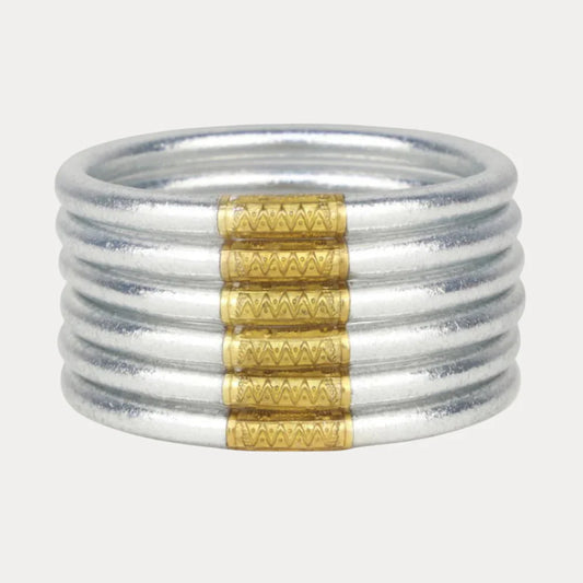 BUDHAGIRL - All Weather Bangles - Silver (Set of 6)