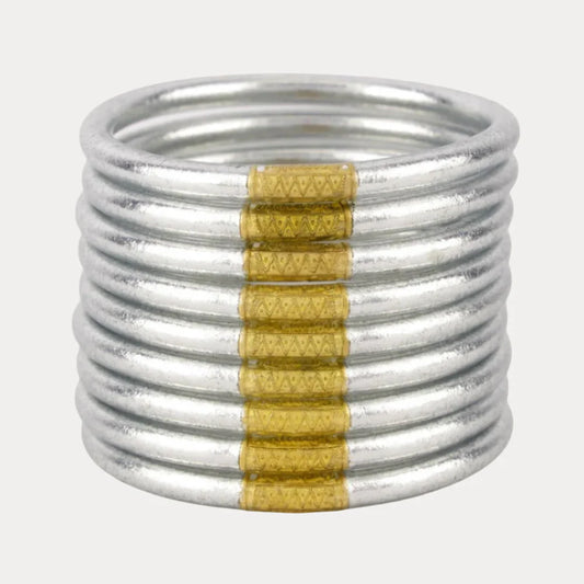 BUDHAGIRL - All Weather Bangles - Silver (Set of 9)