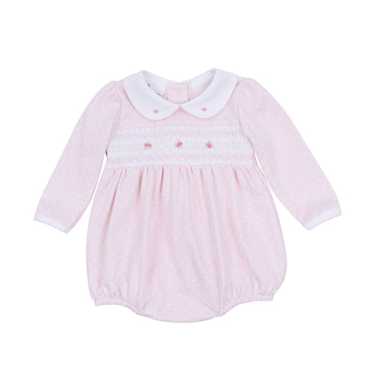 Mia's Classics Smocked Long Sleeve Bubble - Pink