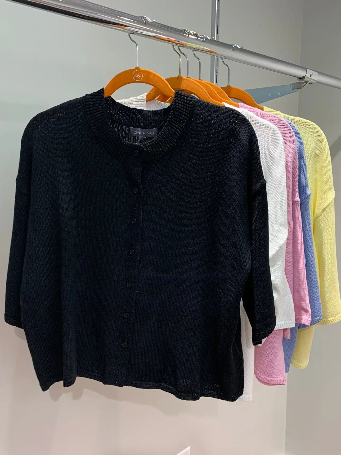 Relaxed Half Sleeve Cotton Cardigan