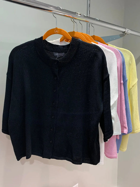 Relaxed Half Sleeve Cotton Cardigan